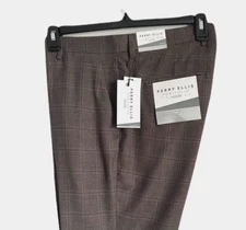 Perry Ellis Portfolio Men's Slim Fit Stretch Pants 30x30 Brown Plaid
