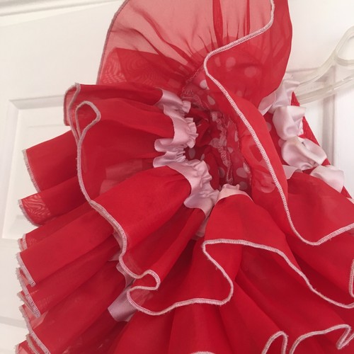 Vintage Spanish Flamenco Feria Gypsy Dress M 6 TO ADJUST Red White Polka Dot - Picture 6 of 18