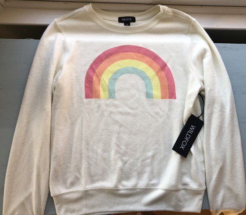 NWT Wildfox Oversized Ivory Rainbow 