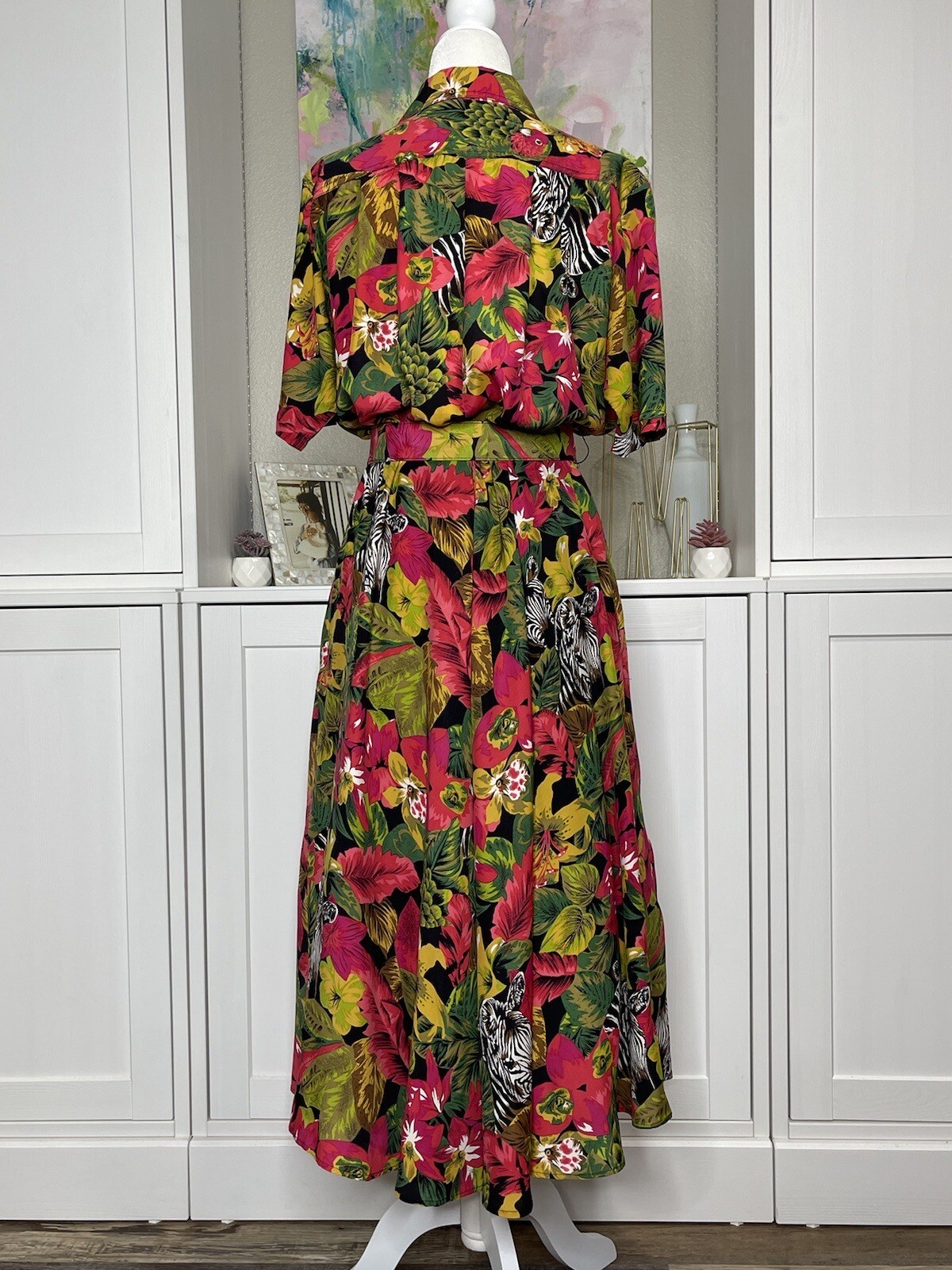 1980s Carol Anderson Shirt Dress Rare Jungle Prin… - image 3