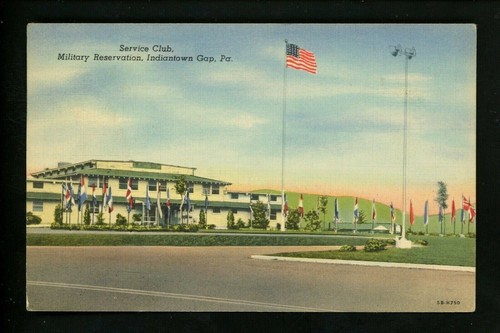 Military Base postcard Indianatown Gap Military Reservation Harrisburg, PA linen - Picture 1 of 2