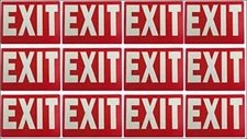 12Pc Glow In The Dark EXIT SIGN, Photoluminescent Tear-Resistant Sign [12x8Inch]