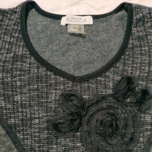 Aziza Girls Black Gray Layered Long Sleeve Ruffle Embroidered Dress Size M - Picture 7 of 11