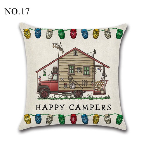 Wohnkultur Verzierten Sofa Happy Campers Taille Wurf Kissenbezug Kissenbezug K - Bild 27 von 31