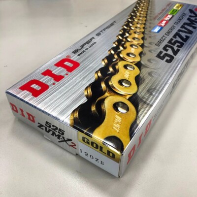 二本はゴールドサーメッとです。 Japan DID Motorcycle Gold X-Ring Chain 525ZVM-X2 G&G 110ZB, 525