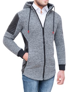 Felpa Cappuccio Cardigan Giubbotto Giacca Tweed Grigio Invernale Casual Con Uomo z0Uzwnxg