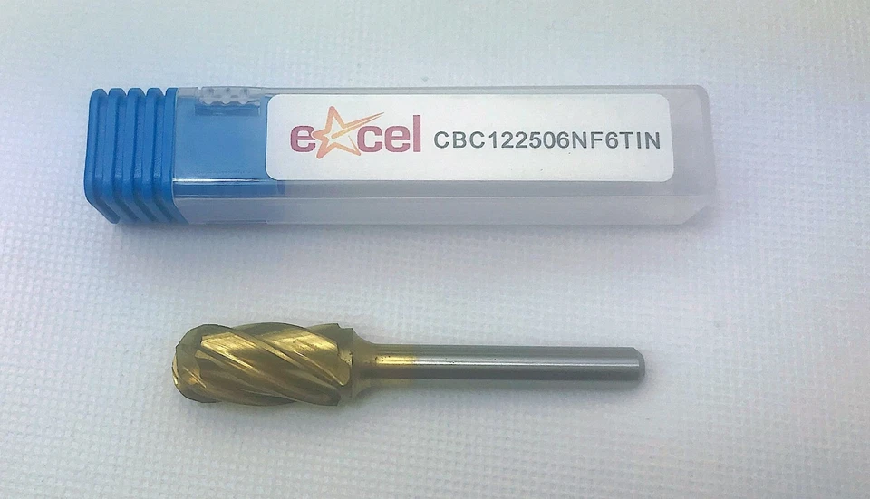 Gold 12x25mm Rounded Cylinder Carbide Burr - Specially for Aluminium