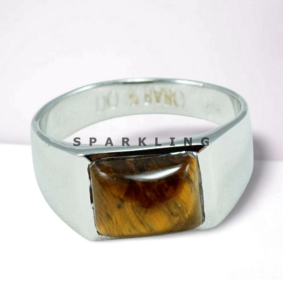 ` Tiger's Eye Oval Cut With 925 Sterling Silver Ring For Men's #D427 - Image 2 of 4