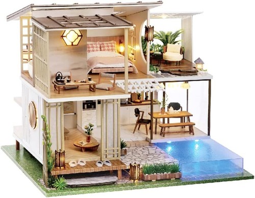 Miniature Dollhouse Handmade Kit Set Total 7 Types LED Light moin moin JAPAN NEW - Picture 40 of 75