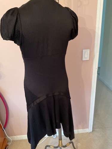 BALENCIAGA Kleid Seide schwarz strukturiert - Small-XS Kurzarm, asymmetrischer Saum - Bild 7 von 17