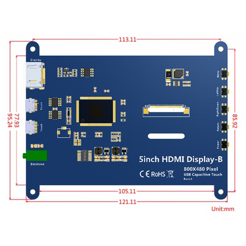 Pantalla táctil de 5 pulgadas 800x480 para monitor Raspberry Pi 3 4 5 PC LCD HDMI - Imagen 4 de 10