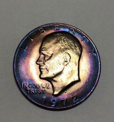 1972 D BU Eisenhower Dollar Rainbow toned