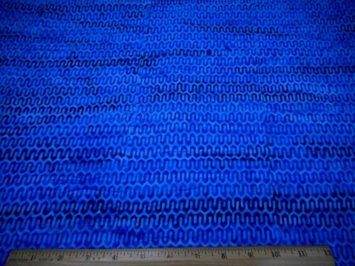 Batik Fabric 2/3+ Yard Medium Blue & Navy on Blue Premium Cotton #26 - Picture 2 of 2