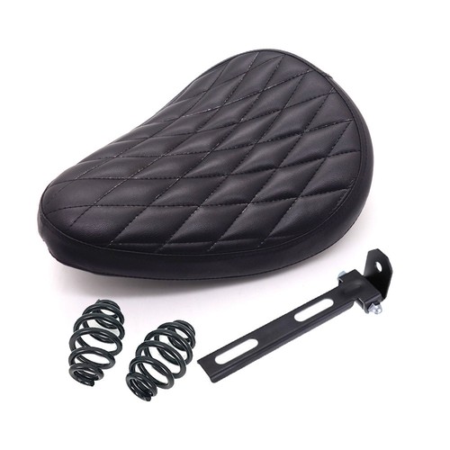 Black Diamond PU Leather Solo Seat Spring & Bracket For Harley Chopper Bobber - Bild 1 von 8