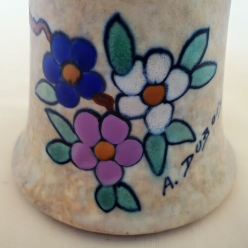 Antoine Dubois Art Deco Keramik Glocke mit Blumen Made in Belgium signiert Vintage - Bild 2 von 7