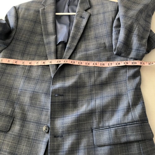 Original Penguin Men Suit Blazer Size 42L Wool Blue Plaid Sport Formal Business - Picture 4 of 8