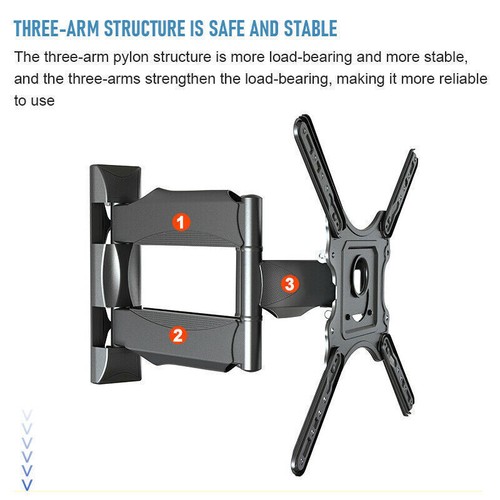 Full Motion TV Wall Bracket Mount Swivel Tilt 17 32 37 40 42 50 52 55 Inch LCD - Picture 2 of 12