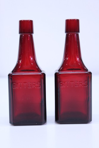 VTG Wheaton NJ Cocktail Bitters Bottle Set Lot Bundle Drinks Red Pair MCM Ruby - Picture 15 of 22