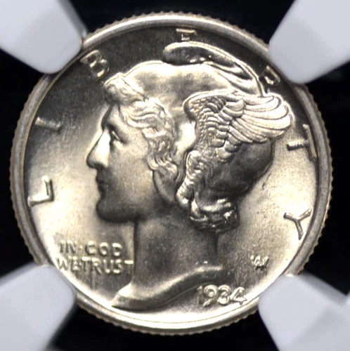 1934 MERCURY DIME NGC MS 65 FULL BANDS LUSTROUS WHITE GEM WITH A FULL STRIKE