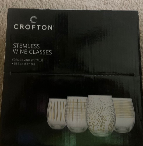 NEW Crofton Stemless Wine Glasses set of 4 - Picture 5 of 6