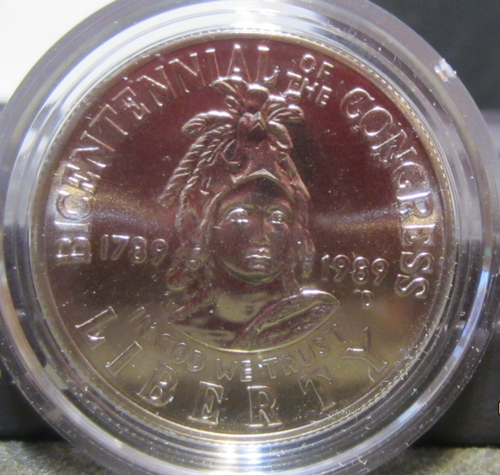 Commemorative 90% Silver Dollar $1 Boxed COA BU U.S. Congressional 1989 D - Picture 4 of 5