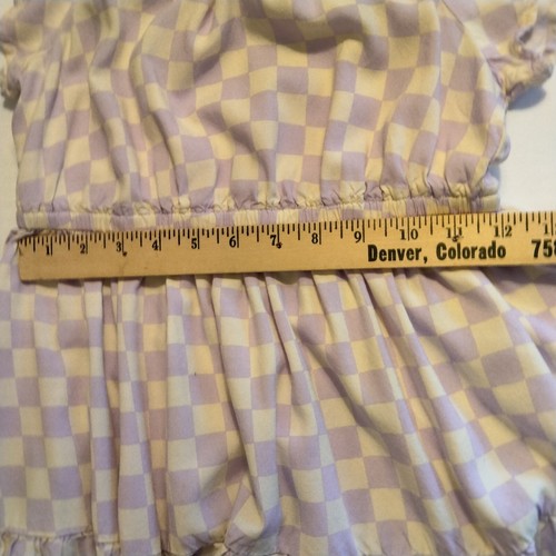 Cat & Jack Lavender & Cream Checkered Dress M7/8 Soft Elastic Waist & Necklin - Picture 8 of 9