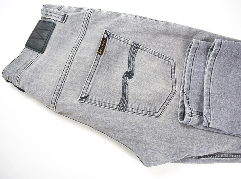 Pantalones de mezclilla Nudie finn negros desteñidos finlandeses ajustados para hombre W31/L32 Foto 4 de 4