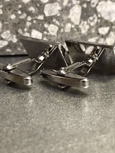 Montblanc Onyx Cufflinks Silver Color Black Rectangle Men's Accessories Suit - Picture 3 of 5