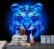 3D Neon Tiger Portrait Wallpaper Wall Mural Removable Self-adhesive Sticker 999