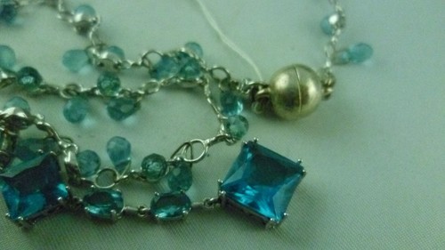 Kette mit blauen Steinen Fancy 925er Sterling Silber - Picture 6 of 8