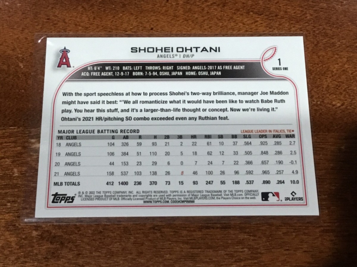 大谷翔平2022Topps Series1 SP PHOTO VARIATION Shohei Ohtani 2022 Topps #1 SP Variation Price Guide