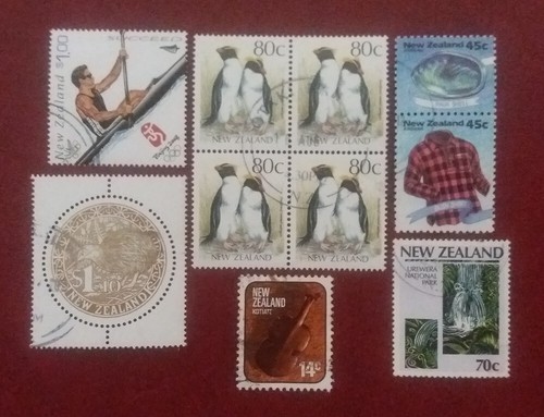NOWA ZELANDIA Używany wybór CV 4,29 USD Kiwi Pingwiny Kajak Doskonały 1854