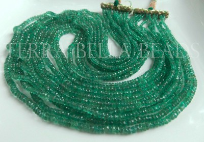 2-3mm AAA Natural Zambian Emerald Faceted Rondelle Gemstone Beads