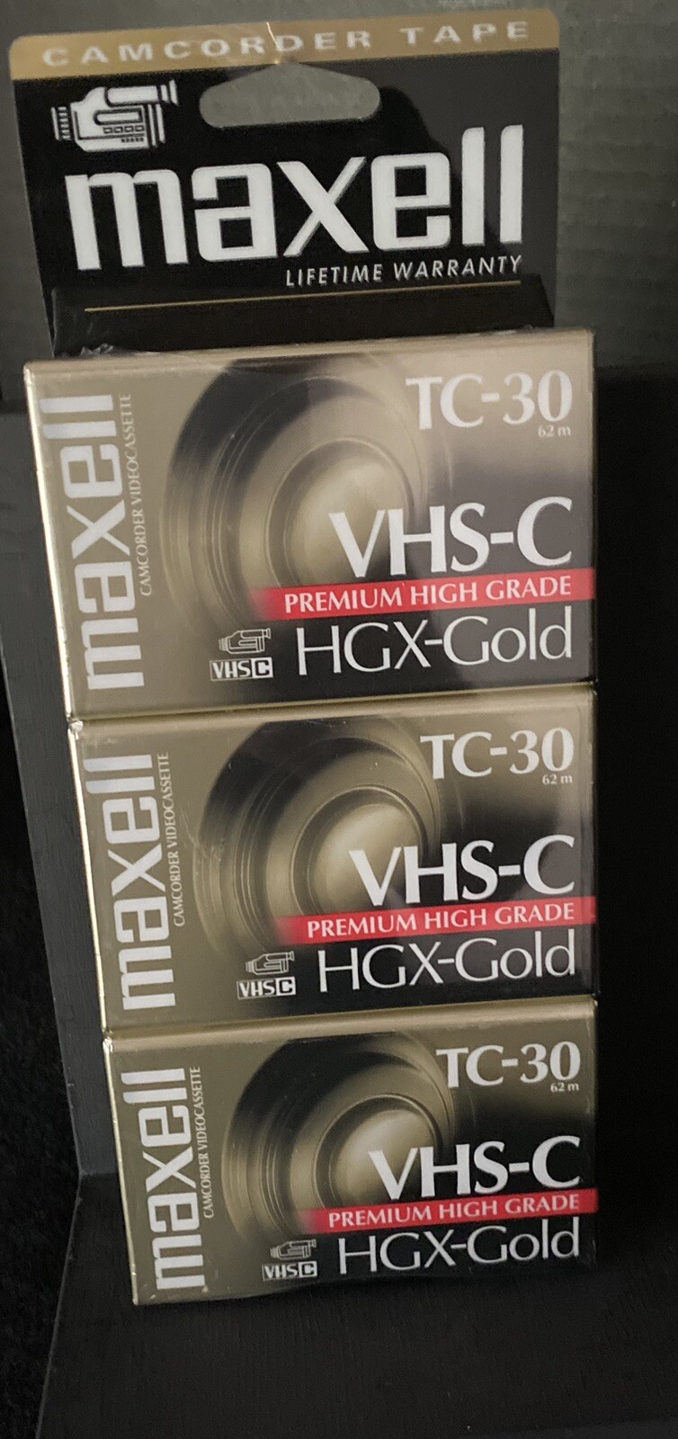 Maxell Camcorder Video Tapes VHS-C TC-30 HGX Gold Premium High Grade 3 Pack- New-image