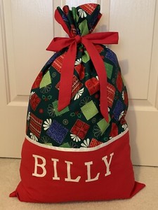 Scandi Xmas Tree Print Personalised Name ChristmasSantaPresent Sack