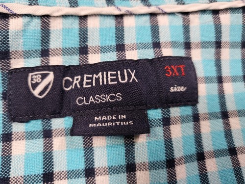 Cremieux Shirt Mens 3XT Button Down Classic Long Sleeves Pocket Check Teal - Picture 3 of 16