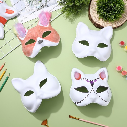 10 Pcs Cat Masks to Paint Unpainted Blank DIY Masquerade Costume Party Child - Picture 7 of 11