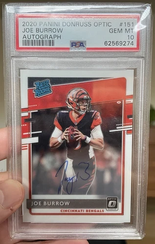 2020 Joe Burrow Optic Rookie ON CARD auto PSA 10 #'d /150 