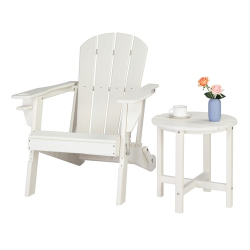 New Patio Garden Side Table With 1 Layer Circular HDPE Casual Coffee Table White - Picture 8 of 23