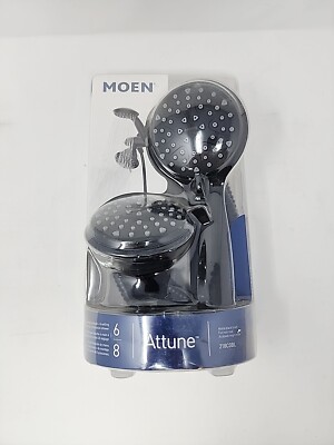 MOEN Attune Matte Black 8-Pattern 4'' Wall Mount Dual Shower Head 218C0BL NEW