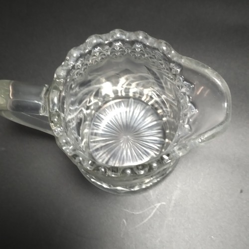 JENKINS DAHLIA Creamer & Sugar Bowl Glass with Floral Scalloped Edge & Star Base - Picture 11 of 18