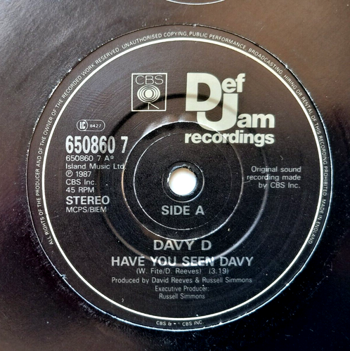 DAVY D ~ HAVE YOU SEEN DAVY 7" Def Jam VINYL - Bild 2 von 7