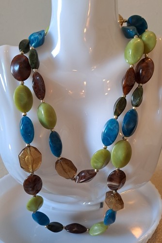 VINTAGE STATEMENT Halskette klobig glitzernd/gesprenkelt Kunststoff Perle Multi Awesome. - Bild 8 von 11