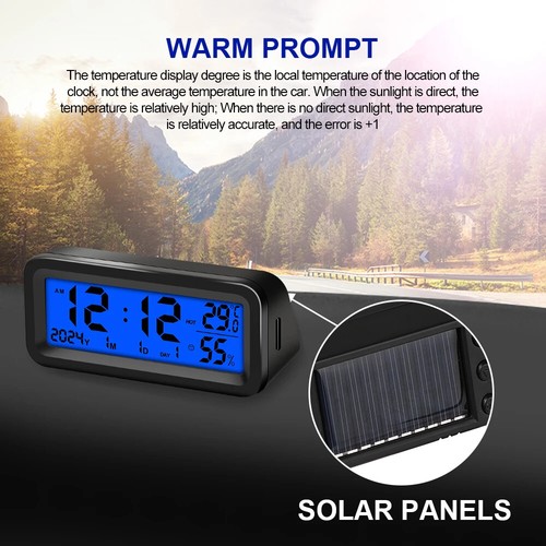 Car Digital Week Temperature Humidity Backlit Display for Dashboard Car Clock - Picture 13 of 19