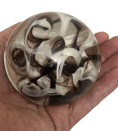 Wheaton Village Brown & White Twisted Ribbon Paperweight 3 1/4"High & 3 3/8"Wide - Picture 2 of 15