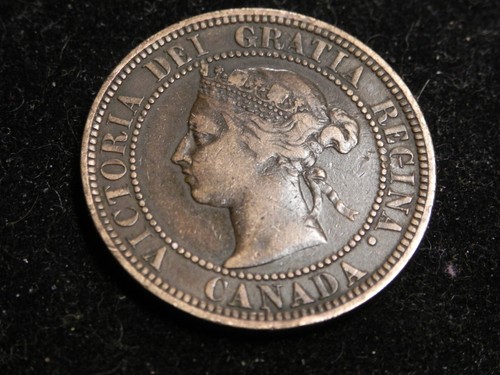 1882 H Canada One 1 Cent Canadian Large Penny Queen Victoria Bronze 25.4mm KM# 7 - Picture 2 of 2