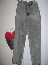Vintage PS Gitano torn denim jeans grey gray stone acid wash 80s 90s Small 24" 