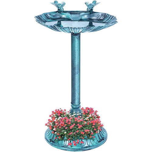 Pedestal Bird Bath 28" Height Outdoor Garden Decor Vintage Yard Art Birdbath - Picture 49 of 91