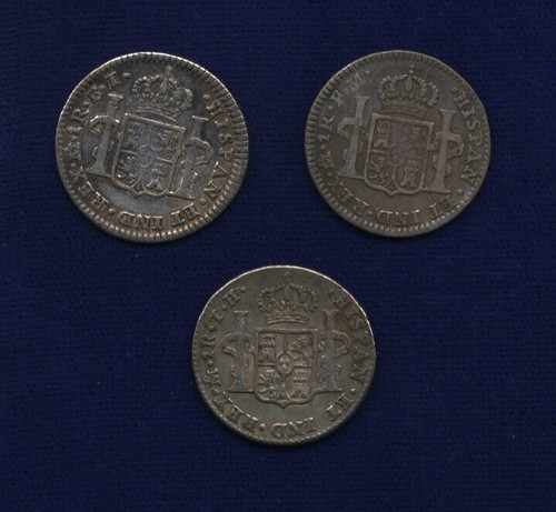 MEXICO SPANISH COLONIAL CHARLES IV 1798-FM, 1801-FT, 1807-TH 1 REAL SILVER COINS - Picture 6 of 6