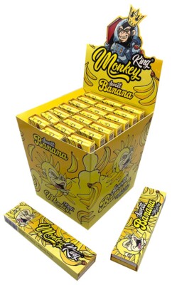 Monkey King Papers Smellpack King Size Slim +Tips | Sweet Banana | Display (24 x